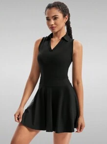 Blaosn Golf Tennis Dress  Dresses For Women With Pockets Shorts 2 Piece Sets Outfits For Sleeveless Workout Athletic Dresses - màu đen - Xem 4