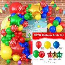 Bộ 116 bóng bay, màu đỏ, xanh dương, xanh lá cây, vàng, bao gồm 3 bóng bay lá kim hình ngôi sao, hoàn hảo cho tiệc sinh nhật, sinh nhật siêu anh hùng, đồ trang trí tiệc theo chủ đề phim hoạt hình/trò chơi điện tử/siêu anh hùng - Nhiều màu - Xem 8