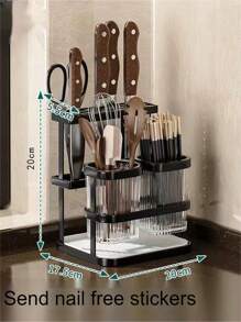 1 Khay đựng đồ dùng nhà bếp đa năng, thích hợp để cất dao và đồ dùng trên bàn, có thể treo mà không cần đục lỗ, có thể đặt trên mặt bàn - Nhiều màu - Xem 6