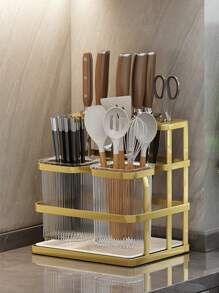 1 Khay đựng đồ dùng nhà bếp đa năng, thích hợp để cất dao và đồ dùng trên bàn, có thể treo mà không cần đục lỗ, có thể đặt trên mặt bàn - Nhiều màu - Xem 2