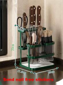1 Khay đựng đồ dùng nhà bếp đa năng, thích hợp để cất dao và đồ dùng trên bàn, có thể treo mà không cần đục lỗ, có thể đặt trên mặt bàn - Nhiều màu - Xem 3