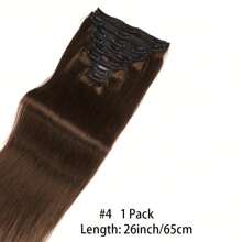 8 件/套真人发长直发夹式接发真人发巧克力棕色 #4 雷米真人发接发夹式自然发接发直发接发 120 克 - S4 - 查看 5
