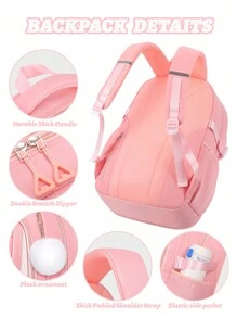 1 件大容量紫色和粉色女孩背包 - 适合上学、户外旅行。轻便、舒适、多功能，配有吊坠。送给女孩的完美生日礼物，返校必备品 - 肩膀包 - 查看 10