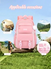 1 件大容量紫色和粉色女孩背包 - 适合上学、户外旅行。轻便、舒适、多功能，配有吊坠。送给女孩的完美生日礼物，返校必备品 - 肩膀包 - 查看 13