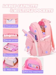 1 件大容量紫色和粉色女孩背包 - 适合上学、户外旅行。轻便、舒适、多功能，配有吊坠。送给女孩的完美生日礼物，返校必备品 - 肩膀包 - 查看 6