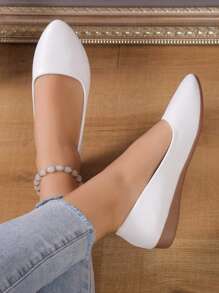软底舒适低跟女鞋夏季新款一脚蹬低帮平底休闲乐福鞋不累脚妈妈鞋大码低帮平底鞋 - 白色 - 查看 3