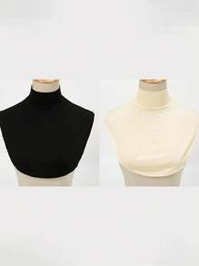 2 件套女士围脖保暖羊毛立领围脖围巾，防风舒适颈部保暖，适合所有季节