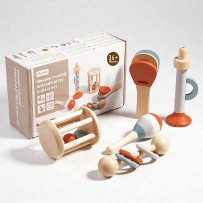Toddler Musical Instruments Montessori Wooden Percussion Instruments Toy For Kids Baby Preschool Educational Musical Toys Set