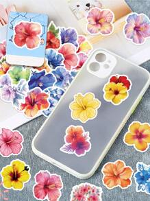 50/100 Stück Hibiskus Blumen Aufkleber, Frühlings-Blumen-Kunst Vinyl wasserfeste Aufkleber für Wasserflaschen, Laptops, süße Geschenke für Freunde, Partygeschenke, schöne Aufkleber für Kinder Erwachsene Jugendliche, Schulanfang