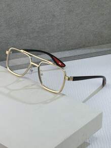 1pc Men's Metal Square Fashion Glasses, Punk Street Style Fashion Glasses