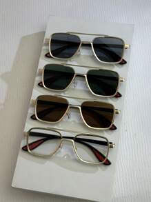 1pc Men's Metal Square Fashion Glasses, Punk Street Style Fashion Glasses