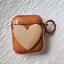 Brown Heart Shaped Protective Case For AirPods 2/3/Pro/Pro2/4 - Brown - View 3