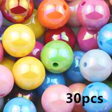 6/8/10/12/16mm Rainbow Acrylic Beads, Mixed Color Round Beads UV, Cracked Beads, Crackle Round Beads - Multiple Color Options, Round Hole Loose Beads Suitable For DIY Jewelry Making Bracelets Necklaces Or Craft Pen Decorations