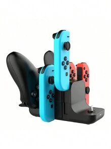 Charging Dock Compatible With Switch, 6 In 1 Charging Dock Compatible With Switch Controller With LED Indicator, 4 And 2 Type-C Charging Cable Support Switch Pro Controller NS Joycon. - Black - View 4