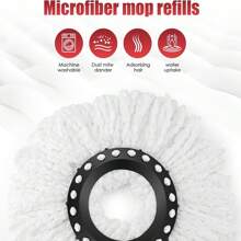 Spin Mop And Bucket With Wringer Set,360° Mop And Bucket System With 3 Microfiber Mop Refills And 61" Extended Handle For Floor Cleaning (Black) - 黑色 - 查看 5