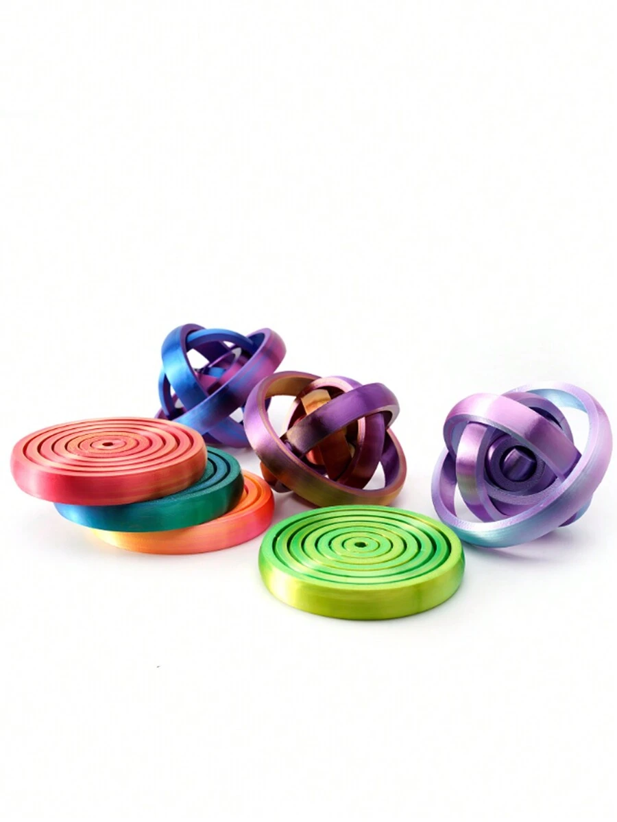 1 件 3D 打印全向陀螺仪、螺旋多边形推力玩具、行星环减压玩具