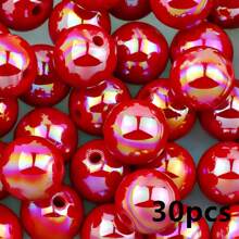 6/8/10/12/16mm Rainbow Acrylic Beads, Mixed Color Round Beads UV, Cracked Beads, Crackle Round Beads - Multiple Color Options, Round Hole Loose Beads Suitable For DIY Jewelry Making Bracelets Necklaces Or Craft Pen Decorations