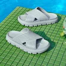 Skechers 女士轻便休闲模压鞋，新款休闲厚底防滑沙滩鞋，舒适家居拖鞋 - 薄荷綠 - 查看 2