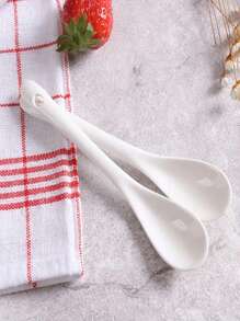 Set da 10 pezzi di cucchiai in ceramica, in porcellana bianca con manico lungo, multiuso per caffè, zuppa, tè e condimenti, accessori da cucina eleganti - Bianco - Visualizzare 3