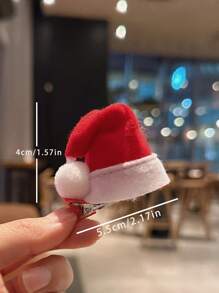 1 件圣诞老人挂帽发夹 - 圣诞节节日装饰发饰、派对用品、圣诞节 - 紅色 - 查看 3