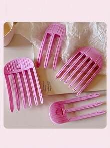 1 个丰盈发根夹 - 3 - 6 齿梳，适合蓬松造型，易于使用的蓬松美发工具，防风塑料梳子垫发根头发，高额头蓬松韩国女士刘海蓬松无缝夹 - 紫色 - 查看 2