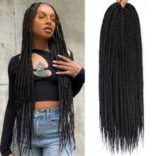 Crochet Box Braids Hair Pre Looped Goddess Box Braids Crochet Braiding Hair 3 Packs Crochet Box Braids 3x Box Braids Crochet Hair 18/24inch - Multicolor - View 14