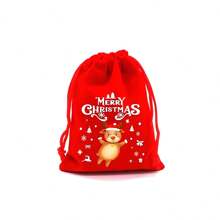 1 bolsa de regalo de Navidad - 1 pieza aleatoria de bolsa de regalo de franela con cordón, bolsa de embalaje de caramelos, 12 piezas (rojo) - Multicolor - Ver 15