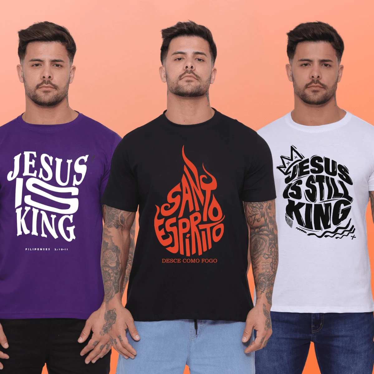 Men T-Shirts - 紫色 - 查看 1
