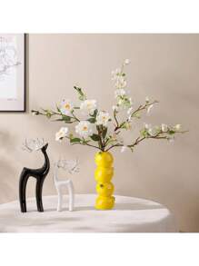 NJCHARMS Njcharms Lemon Shape Ceramic Vase, Rustic Farmhouse Vase For Table Decor, Wedding Arrangements, Office Decor, Unique Design, Dual Purpose Home Office, Flower Arrangements In Vases For Party Or Home Decor Gifts Birthday Graduation Room Decor Flower Vase Glass Vase