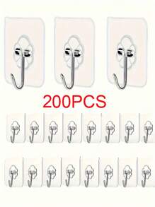 30PCS/200pcs Traceless Adhesive Hooks Strong Load-Bearing Wall Hanging Shelf