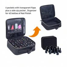 UOZL 42 Bottles Large Capacity Nail Polish Storage Box - PU Leather Portable Makeup Bag Holds 42 Bottles (0.51 Fl Oz/15ml) Of Nail Polish With Removable Dividers - Available In Multiple Colors, Travel Essential School Supplies Travel Essentials Make Up Bag Holiday Essentials Cosmetic Bag Makeup Bags Makeup Pouch Makeup Organizer Holiday Winter Women Gifts For Women Make Up Organizer Makeup Storage - Multicolor - View 6
