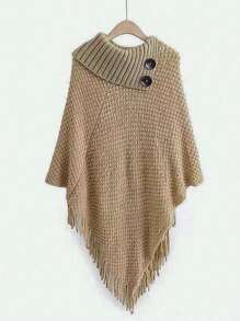 1 chiếc khăn choàng len dày ấm áp có mũ trùm đầu tua rua có nút - Nhiều màu - Xem 6