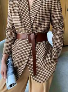 女士缺口领长袖休闲西装外套