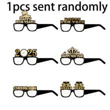 1 Set 6/12/24 Black And Gold 2025 New Year 3D Paper Glasses, Happy New Year Photo Prop Decoration, Suitable For New Year, Birthday, Bachelor Party, Adult Party, Valentine's Day Party, Friends Party.