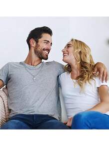 2 chiếc dây chuyền xoắn mặt thánh giá bằng thép không gỉ titan dành cho người lớn, phù hợp làm trang sức đeo hàng ngày cho nam giới - Bạc - Xem 4