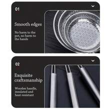 Useful Stainless Steel Hot Pot Filter Mesh Percolator Spoon Frying Scoop Long Handle Colander - Silver - View 8