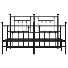 Stylish Black Metal Bed Frame With Footboard For 140x200cm Mattress Support - Black - View 5