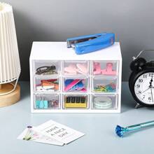 1 pièce Organisateur de bureau en plastique avec 9/6 mini tiroirs, boîte à outils pour enseignants, boîte de rangement pour fournitures de bureau, bac de finition pour petits articles et sundries, rangement pour épingles à cheveux/autocollants/accessoires faits main, boîtes de rangement et organisateurs