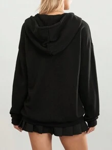 Women Y2k Goth Zip Up Hoodie Fairy Grunge Oversized Hooded Sweatshirt Adults Casual Skull Graphic Printed Long Sleeve Jacket With Pockets Gothic 90s Clothes For Teen Girls Streetwear Fall Spring Outerwear - 黑與白 - 查看 5