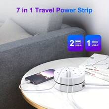 New Multifunctional Power Board/Power Socket/Strip Plug, Equipped With 4 Power Sockets, Paired With (2 USB-A) (1 TYPE-C), 2-Meter Power Cord/Automatic Short Circuit Protection Function/Suitable For Home, Office, Kitchen, Garage, Outdoor Use. - UK Plug(220-240V) - View 5