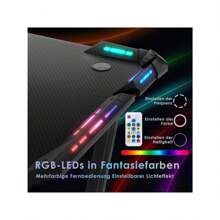 LILIIN 120/ 140/ 160 x 60cm Gaming Tisch Gamer Schreibtisch A-förmiger Computertisch mit RGB LED-Licht, Kohlefaseroberfläche Ergonomischer Eckschreibtisch mit Getränkehalter und Kopfhörerhaken