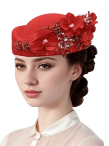 1 件时尚毡头巾帽,女士药盒帽,德比帽,迷人帽子,带花朵装饰,优雅女士茶会帽,复古贝雷帽,饰有水钻,时尚软呢帽,适用于角色扮演服装配饰,适用于婚礼派对女士礼物 2024 新款。 - 彩色 - 查看 15