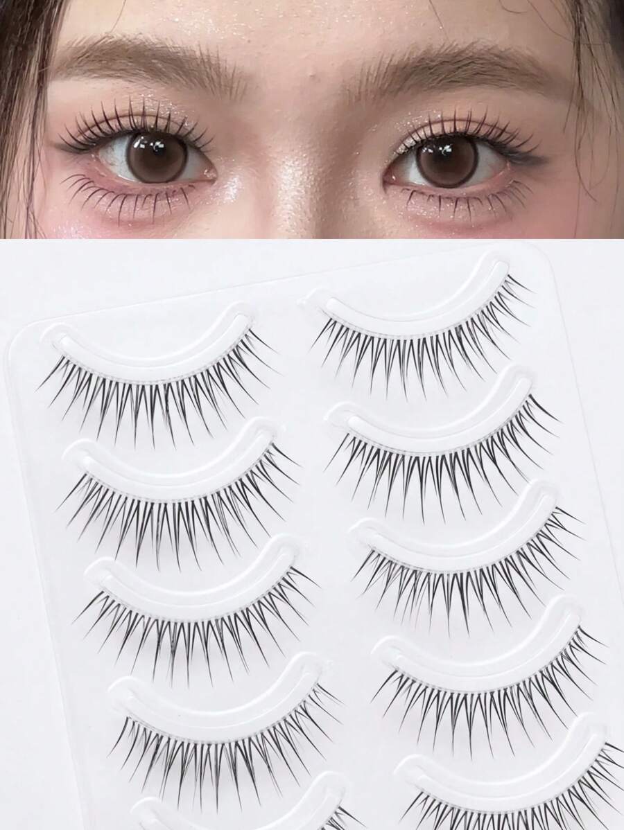 10 件/包韩式隐形假睫毛自然裸妆款 - 自然纖長款 - 查看 1