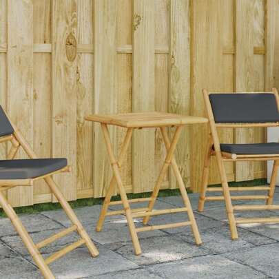 Bamboo Folding Garden Table Design 55x55x75 Cm Outdoor Furniture Space Saving