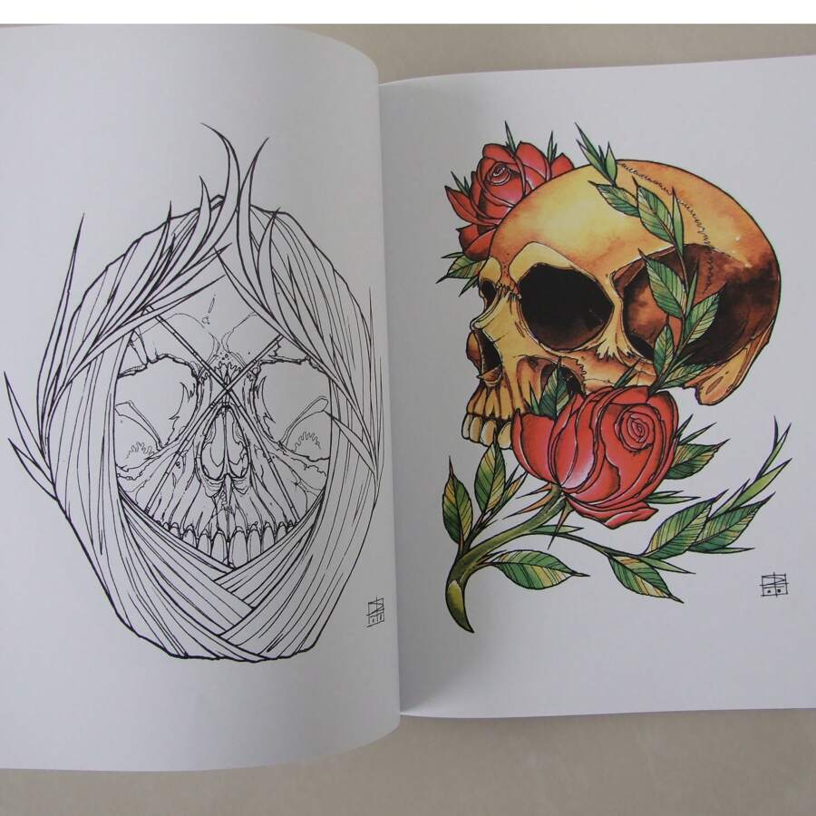 Tattoo Design Reference Book - Contains Skeleton Series Patterns Vol.1-3, Beginner Tattoo Artist Reference - Multicolor - View 1