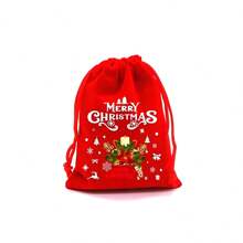 1 bolsa de regalo de Navidad - 1 pieza aleatoria de bolsa de regalo de franela con cordón, bolsa de embalaje de caramelos, 12 piezas (rojo) - Multicolor - Ver 19