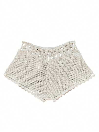 Beauace Womens Swim Shorts Crochet Cutout Bathing Suit Bottoms Drawstring Beach Board Shorts Summer Swim Trunks