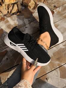 Women's Breathable Sports Tennis Shoes, Various Fitness Equipment, Lightweight And Comfortable Women's Sports Shoes, Women's Casual Shoes, Suitable For Daily, Sports, Work - 黑色 - 查看 1