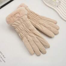 1 Par de guantes de mujer de moda cálidos para otoño e invierno, de material de terciopelo reforzado, que permiten el uso de pantalla táctil, adecuados para ciclismo al aire libre, deportes, escalada de montaña, Navidad y San Valentín, accesorios para fiestas