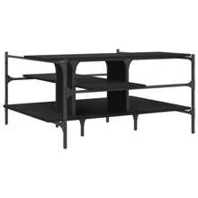 Stylish Black Coffee Table 100x100 Cm Engineered Wood For Living Room Modern Design - Black - View 6